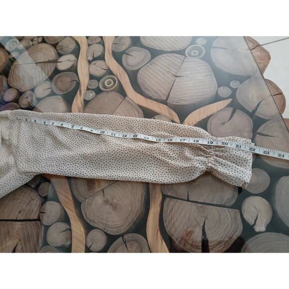 Loft Petites Spot Dot Peasant Modern Pattern Ruffle Sheer Feminine Blouse XSP - Picture 6 of 9